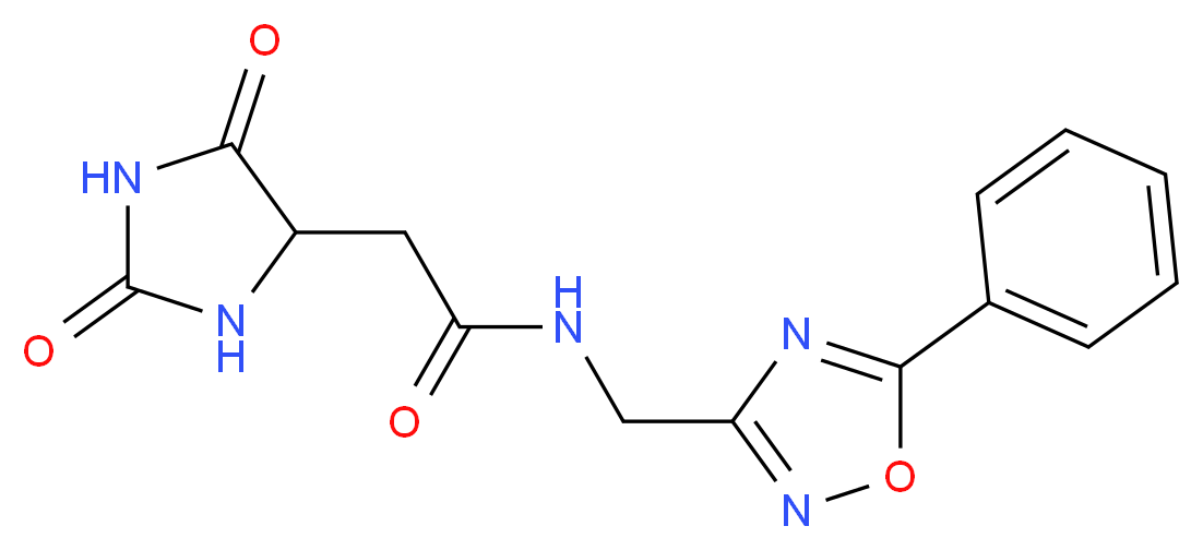 2-(2,5-dioxoimidazolidin-4-yl)-N-[(5-phenyl-1,2,4-oxadiazol-3-yl)methyl]acetamide_Molecular_structure_CAS_)