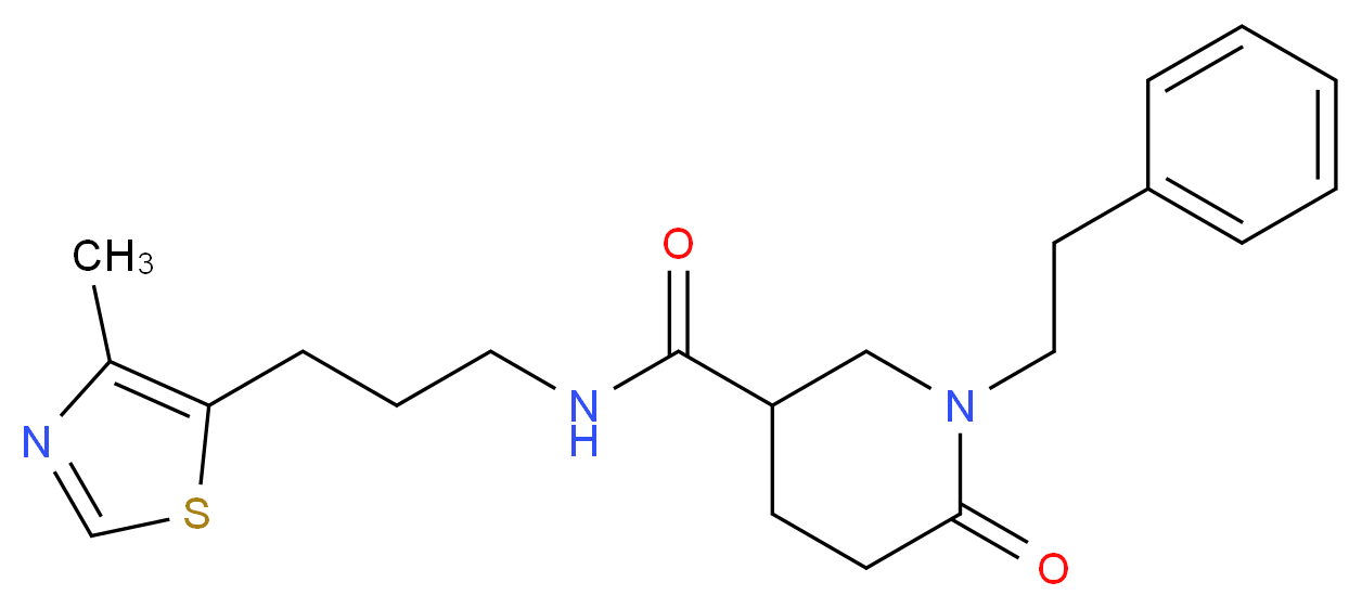 N-[3-(4-methyl-1,3-thiazol-5-yl)propyl]-6-oxo-1-(2-phenylethyl)-3-piperidinecarboxamide_Molecular_structure_CAS_)
