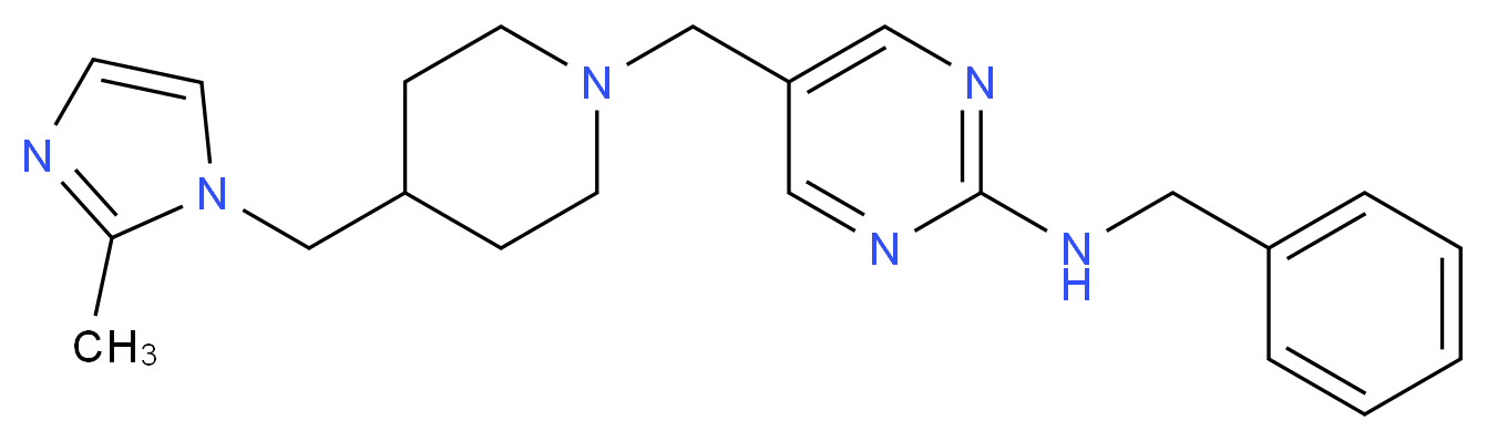 N-benzyl-5-({4-[(2-methyl-1H-imidazol-1-yl)methyl]piperidin-1-yl}methyl)pyrimidin-2-amine_Molecular_structure_CAS_)