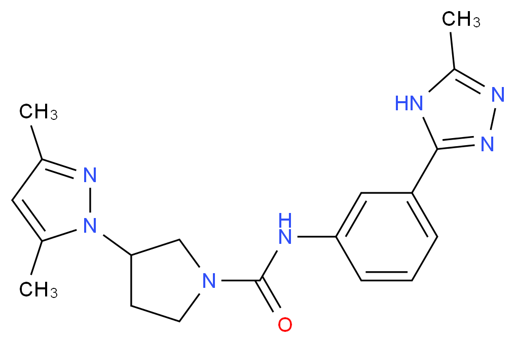 3-(3,5-dimethyl-1H-pyrazol-1-yl)-N-[3-(5-methyl-4H-1,2,4-triazol-3-yl)phenyl]pyrrolidine-1-carboxamide_Molecular_structure_CAS_)