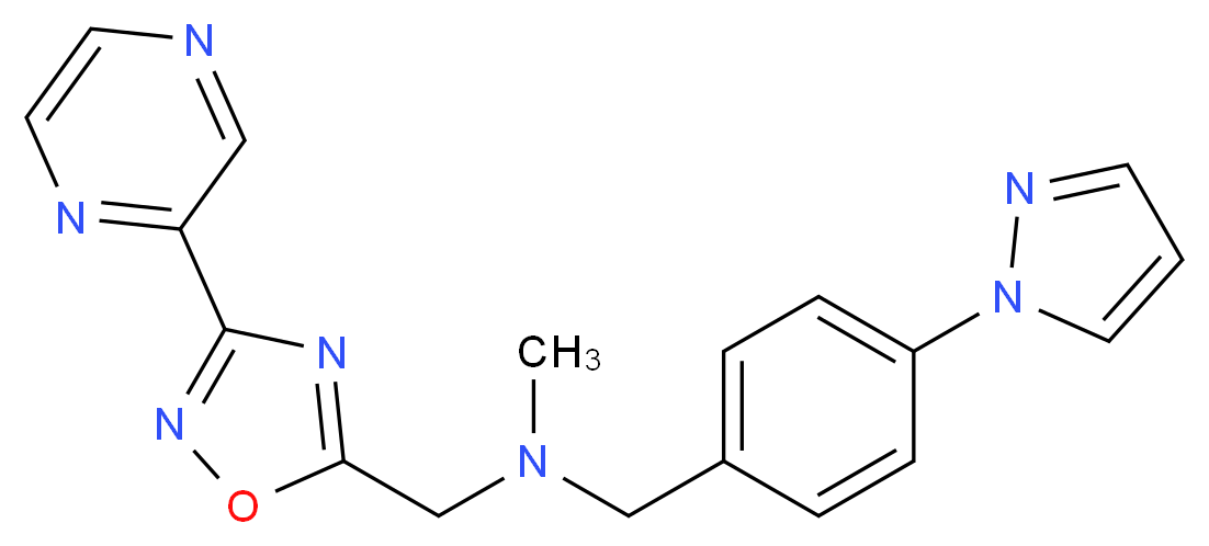 N-methyl-1-[3-(2-pyrazinyl)-1,2,4-oxadiazol-5-yl]-N-[4-(1H-pyrazol-1-yl)benzyl]methanamine_Molecular_structure_CAS_)