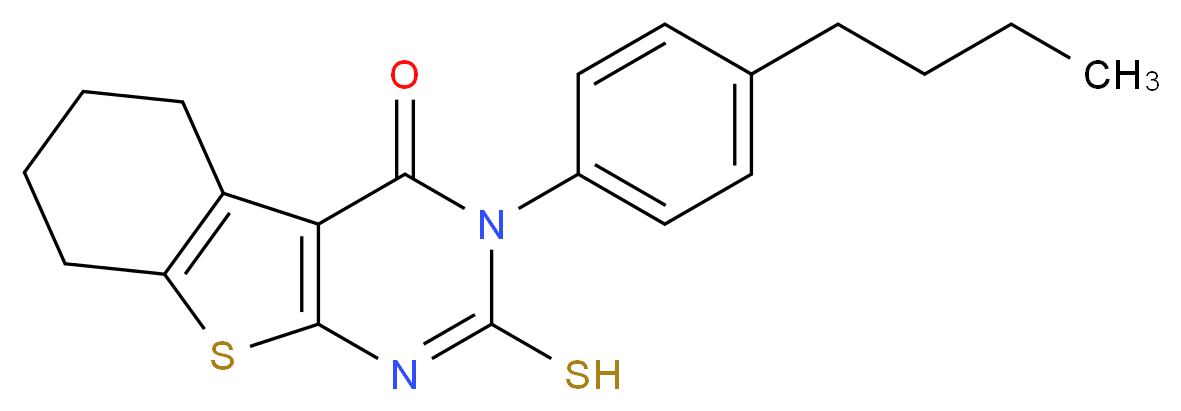 3-(4-Butyl-phenyl)-2-mercapto-5,6,7,8-tetrahydro-3H-benzo[4,5]thieno[2,3-d]pyrimidin-4-one_Molecular_structure_CAS_)