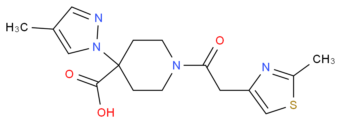 4-(4-methyl-1H-pyrazol-1-yl)-1-[(2-methyl-1,3-thiazol-4-yl)acetyl]piperidine-4-carboxylic acid_Molecular_structure_CAS_)