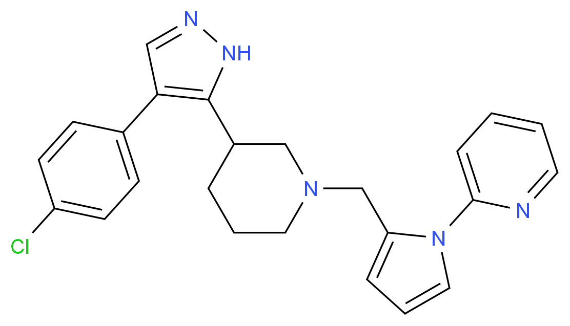 2-[2-({3-[4-(4-chlorophenyl)-1H-pyrazol-5-yl]-1-piperidinyl}methyl)-1H-pyrrol-1-yl]pyridine_Molecular_structure_CAS_)