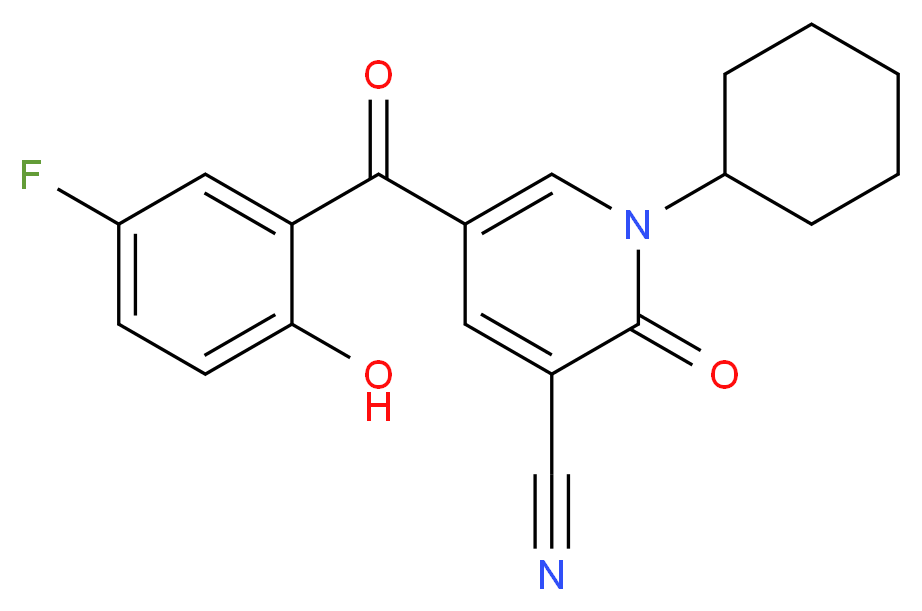 1-cyclohexyl-5-(5-fluoro-2-hydroxybenzoyl)-2-oxo-1,2-dihydropyridine-3-carbonitrile_Molecular_structure_CAS_)