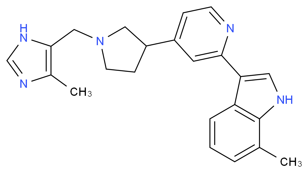 7-methyl-3-(4-{1-[(4-methyl-1H-imidazol-5-yl)methyl]pyrrolidin-3-yl}pyridin-2-yl)-1H-indole_Molecular_structure_CAS_)