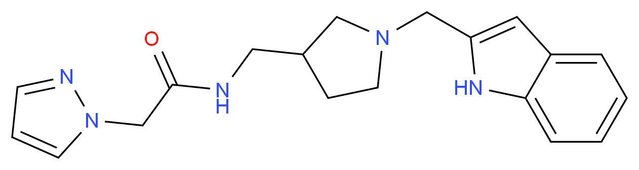 N-{[1-(1H-indol-2-ylmethyl)pyrrolidin-3-yl]methyl}-2-(1H-pyrazol-1-yl)acetamide_Molecular_structure_CAS_)