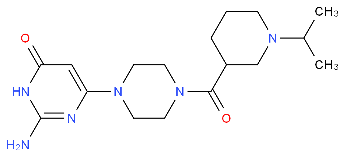 2-amino-6-{4-[(1-isopropyl-3-piperidinyl)carbonyl]-1-piperazinyl}-4(3H)-pyrimidinone_Molecular_structure_CAS_)