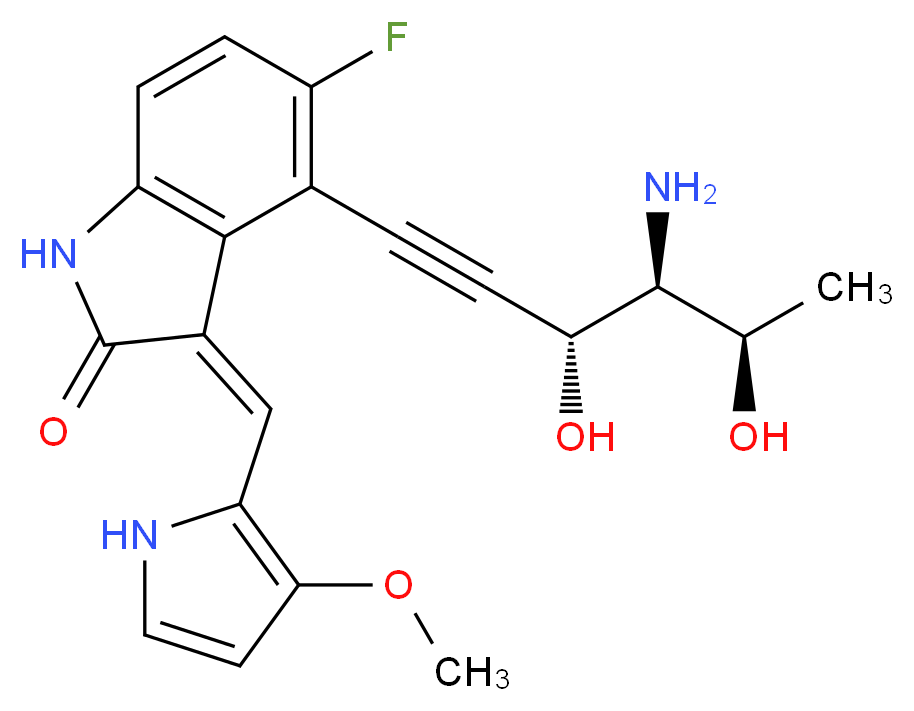 4-((3r,4s,5r)-4-Amino-3,5-Dihydroxy-Hex-1-Ynyl)-5-Fluoro-3-[1-(3-Methoxy-1h-Pyrrol-2-Yl)-Meth-(Z)-Ylidene]-1,3-Dihydro-Indol-2-One_Molecular_structure_CAS_)