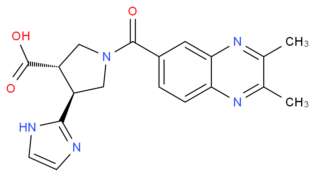 (3S*,4S*)-1-[(2,3-dimethyl-6-quinoxalinyl)carbonyl]-4-(1H-imidazol-2-yl)-3-pyrrolidinecarboxylic acid_Molecular_structure_CAS_)