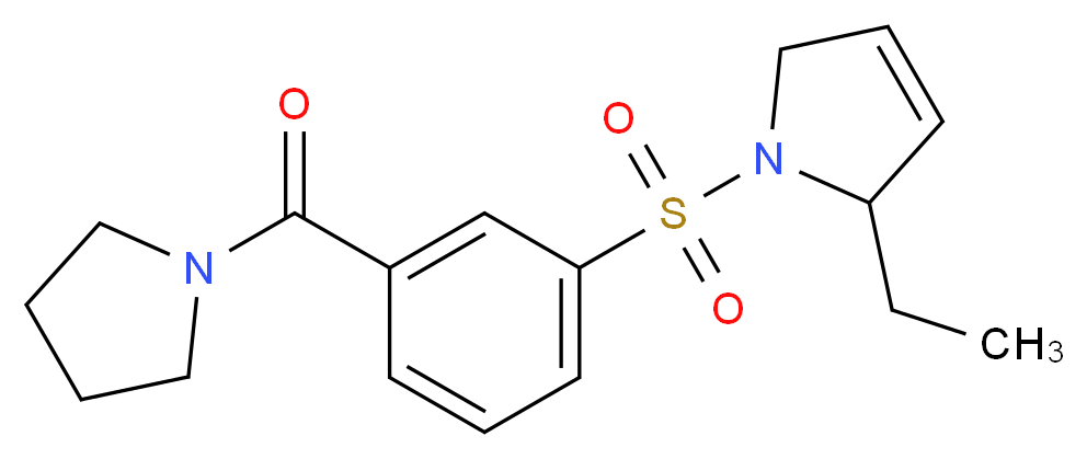 2-ethyl-1-{[3-(pyrrolidin-1-ylcarbonyl)phenyl]sulfonyl}-2,5-dihydro-1H-pyrrole_Molecular_structure_CAS_)