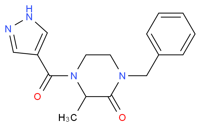 1-benzyl-3-methyl-4-(1H-pyrazol-4-ylcarbonyl)piperazin-2-one_Molecular_structure_CAS_)