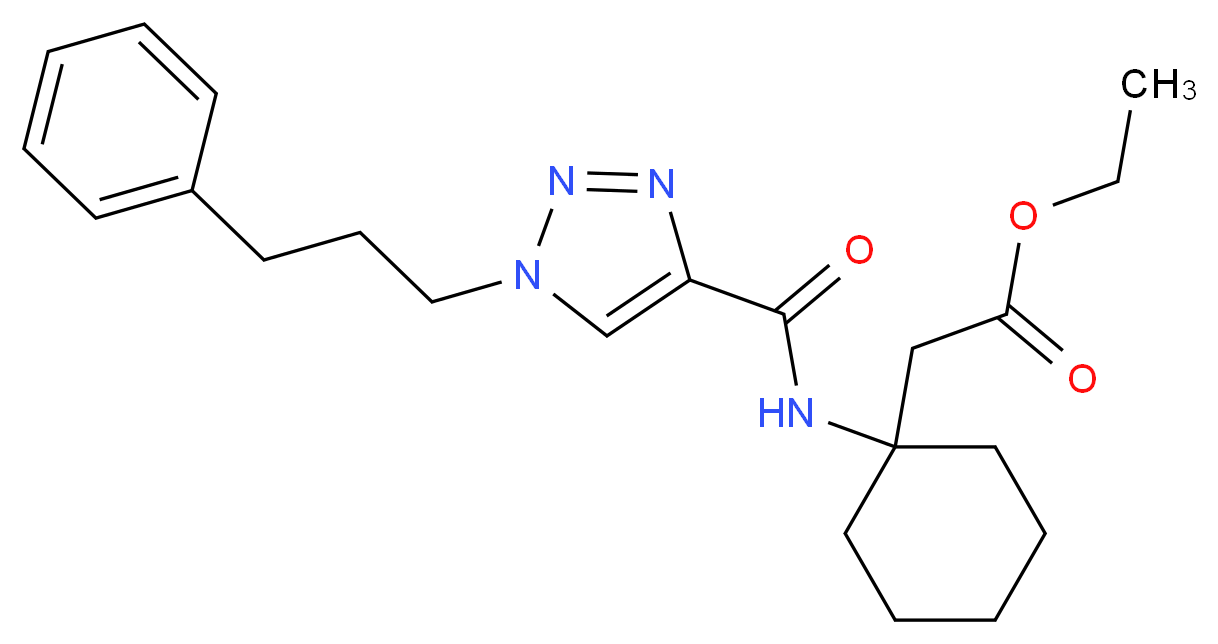 ethyl [1-({[1-(3-phenylpropyl)-1H-1,2,3-triazol-4-yl]carbonyl}amino)cyclohexyl]acetate_Molecular_structure_CAS_)