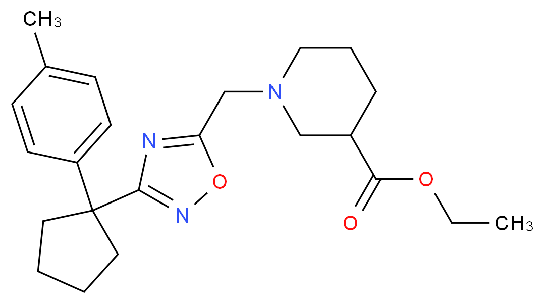 ethyl 1-({3-[1-(4-methylphenyl)cyclopentyl]-1,2,4-oxadiazol-5-yl}methyl)-3-piperidinecarboxylate_Molecular_structure_CAS_)