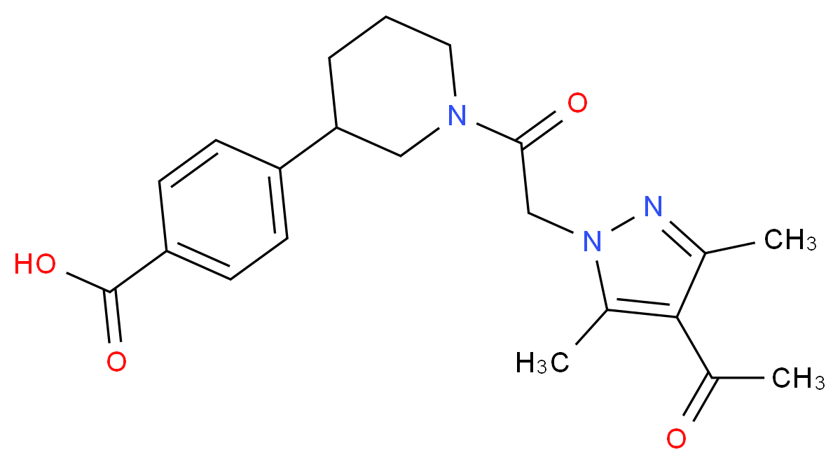 4-{1-[(4-acetyl-3,5-dimethyl-1H-pyrazol-1-yl)acetyl]piperidin-3-yl}benzoic acid_Molecular_structure_CAS_)