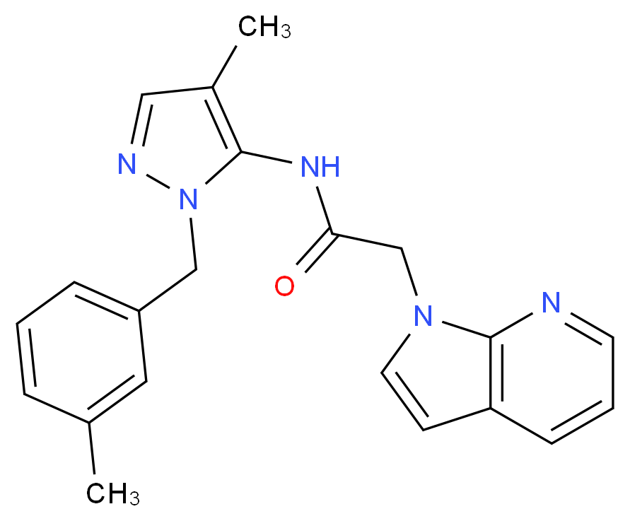 N-[4-methyl-1-(3-methylbenzyl)-1H-pyrazol-5-yl]-2-(1H-pyrrolo[2,3-b]pyridin-1-yl)acetamide_Molecular_structure_CAS_)