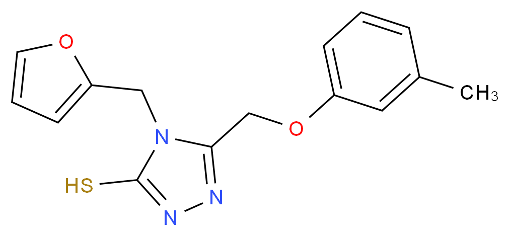 4-(furan-2-ylmethyl)-5-(3-methylphenoxymethyl)-4H-1,2,4-triazole-3-thiol_Molecular_structure_CAS_)