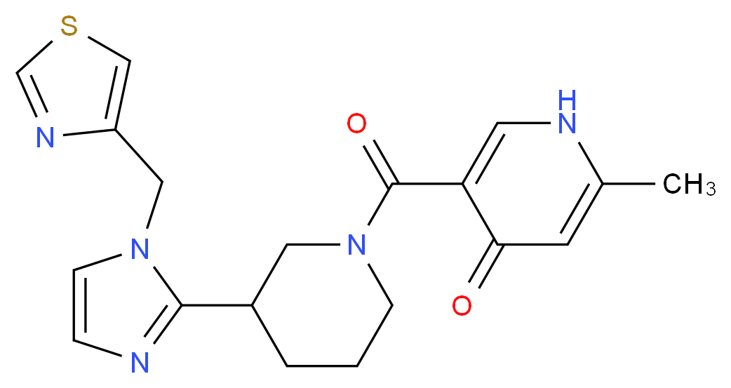 2-methyl-5-({3-[1-(1,3-thiazol-4-ylmethyl)-1H-imidazol-2-yl]piperidin-1-yl}carbonyl)pyridin-4(1H)-one_Molecular_structure_CAS_)