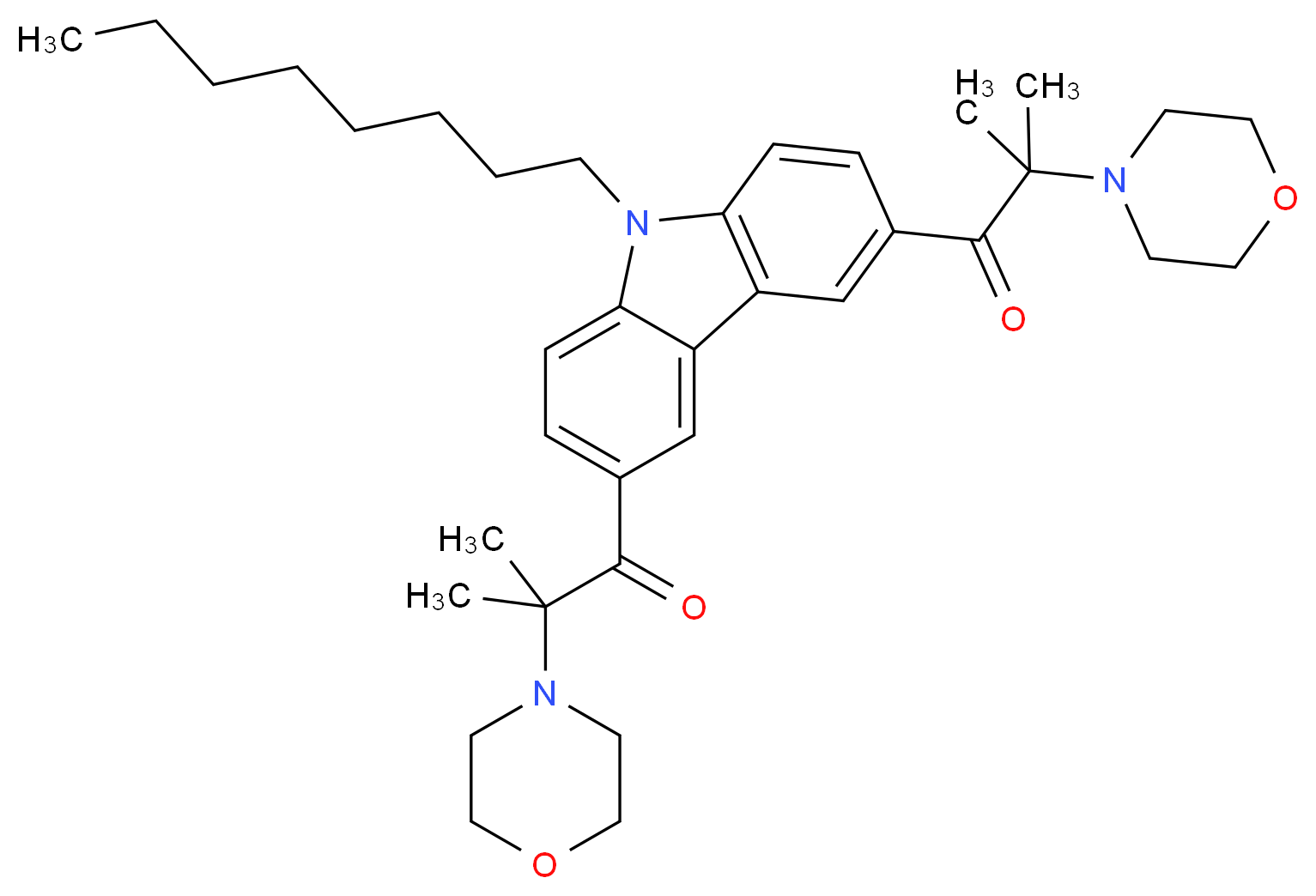 3,6-Bis(2-methyl-2-morpholinopropionyl)-9-octylcarbazole_Molecular_structure_CAS_104005-37-0)