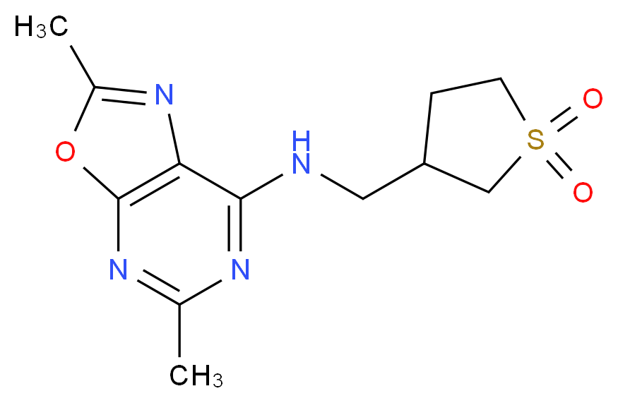 N-[(1,1-dioxidotetrahydro-3-thienyl)methyl]-2,5-dimethyl[1,3]oxazolo[5,4-d]pyrimidin-7-amine_Molecular_structure_CAS_)