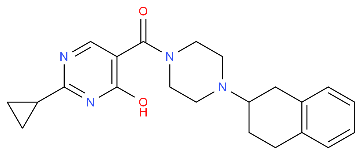 2-cyclopropyl-5-{[4-(1,2,3,4-tetrahydronaphthalen-2-yl)piperazin-1-yl]carbonyl}pyrimidin-4-ol_Molecular_structure_CAS_)