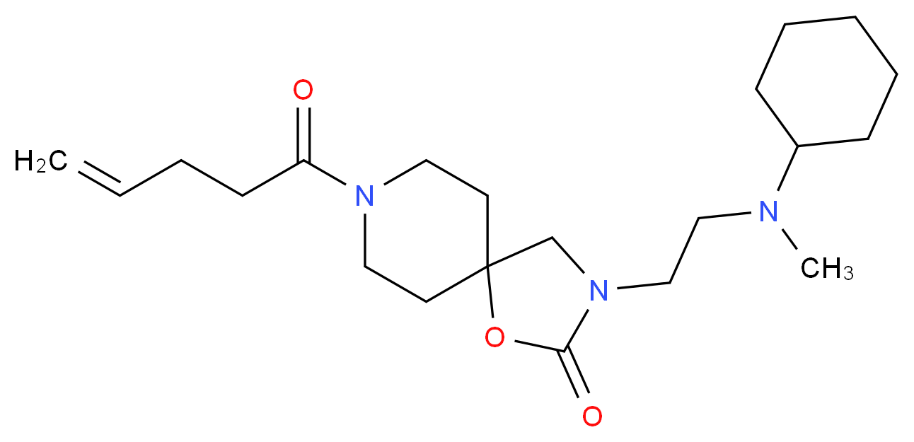 3-{2-[cyclohexyl(methyl)amino]ethyl}-8-pent-4-enoyl-1-oxa-3,8-diazaspiro[4.5]decan-2-one_Molecular_structure_CAS_)