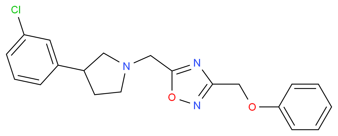 5-{[3-(3-chlorophenyl)-1-pyrrolidinyl]methyl}-3-(phenoxymethyl)-1,2,4-oxadiazole_Molecular_structure_CAS_)