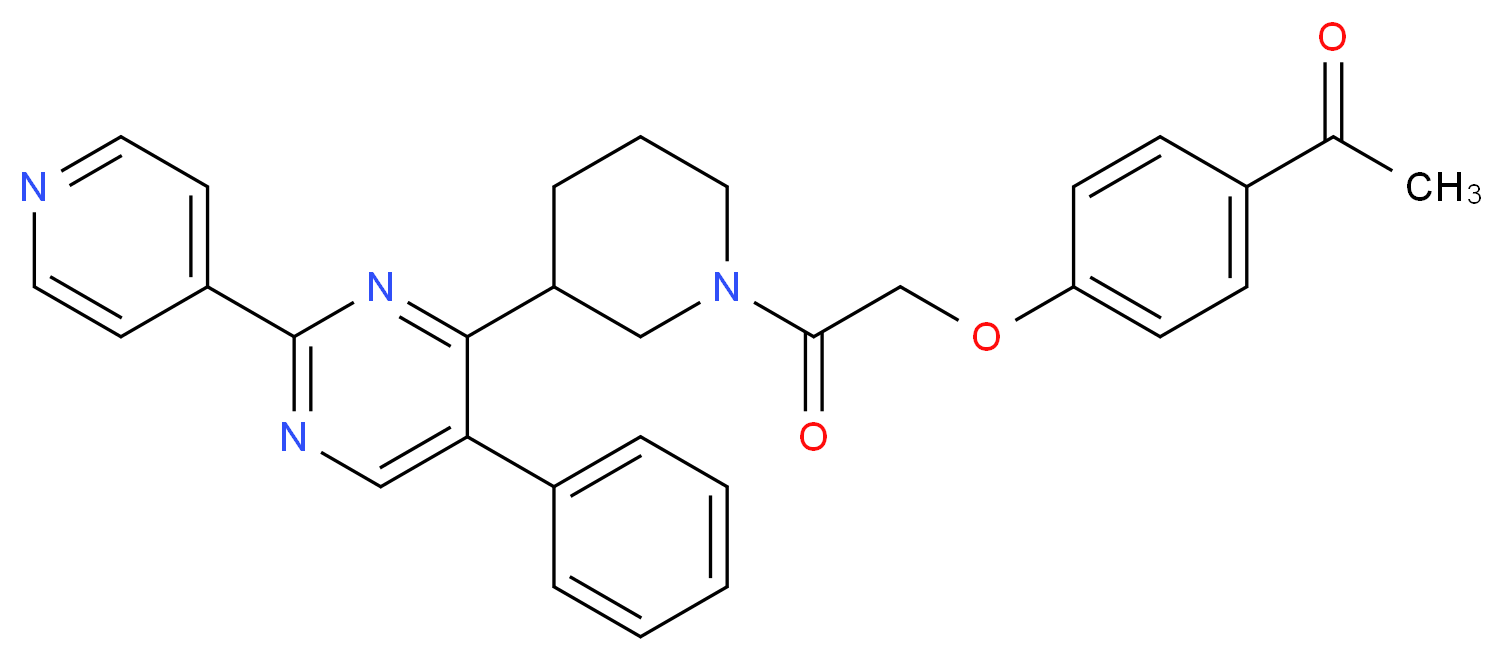 1-[4-(2-oxo-2-{3-[5-phenyl-2-(4-pyridinyl)-4-pyrimidinyl]-1-piperidinyl}ethoxy)phenyl]ethanone_Molecular_structure_CAS_)