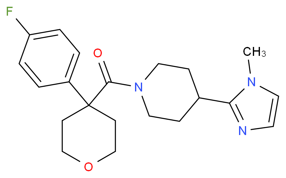 1-{[4-(4-fluorophenyl)tetrahydro-2H-pyran-4-yl]carbonyl}-4-(1-methyl-1H-imidazol-2-yl)piperidine_Molecular_structure_CAS_)