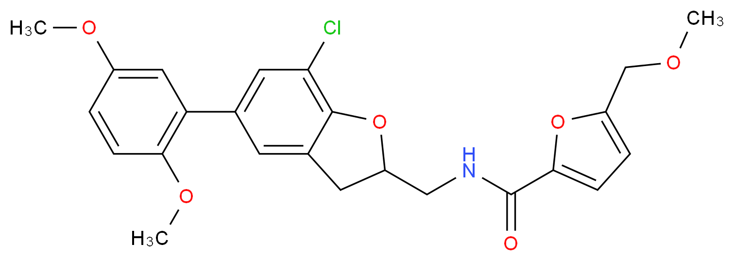 N-{[7-chloro-5-(2,5-dimethoxyphenyl)-2,3-dihydro-1-benzofuran-2-yl]methyl}-5-(methoxymethyl)-2-furamide_Molecular_structure_CAS_)
