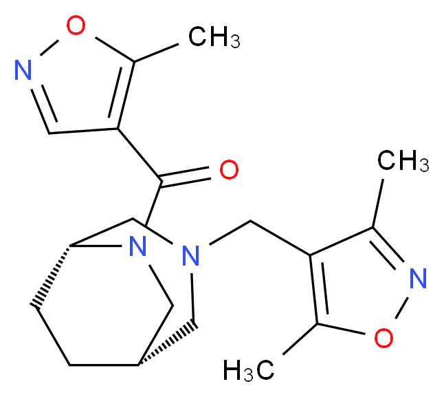 (1S*,5R*)-3-[(3,5-dimethyl-4-isoxazolyl)methyl]-6-[(5-methyl-4-isoxazolyl)carbonyl]-3,6-diazabicyclo[3.2.2]nonane_Molecular_structure_CAS_)