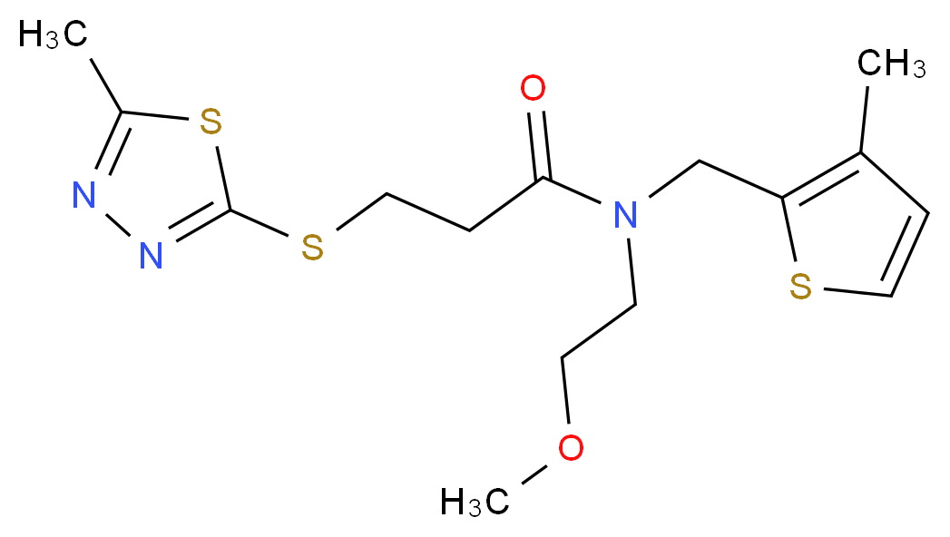 N-(2-methoxyethyl)-3-[(5-methyl-1,3,4-thiadiazol-2-yl)thio]-N-[(3-methyl-2-thienyl)methyl]propanamide_Molecular_structure_CAS_)