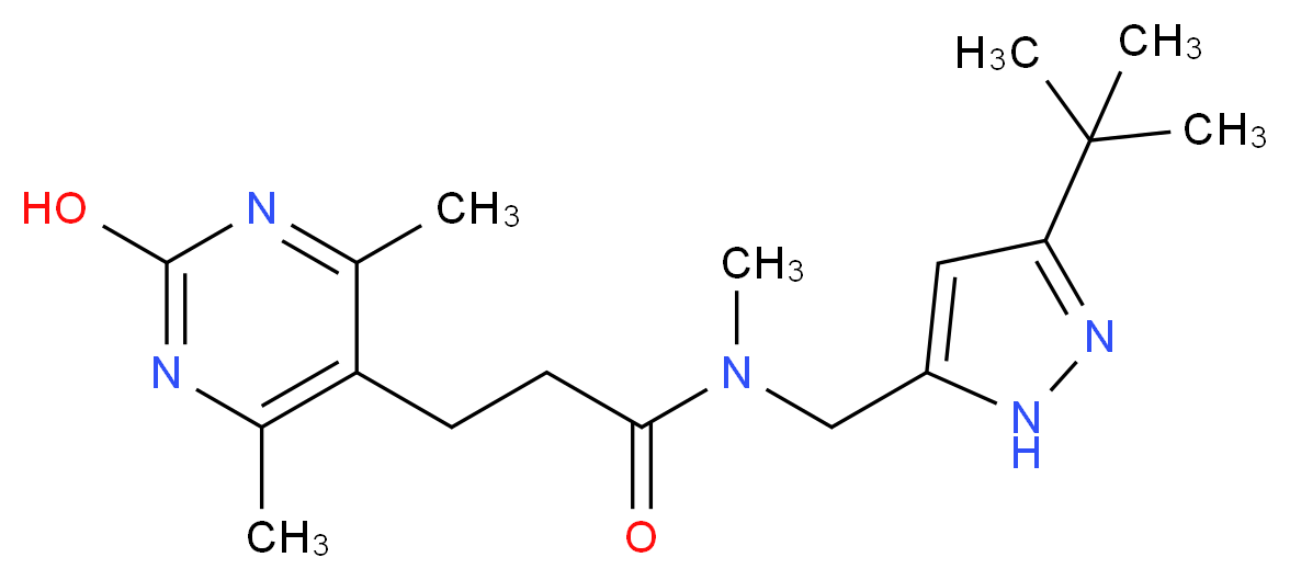 N-[(3-tert-butyl-1H-pyrazol-5-yl)methyl]-3-(2-hydroxy-4,6-dimethylpyrimidin-5-yl)-N-methylpropanamide_Molecular_structure_CAS_)
