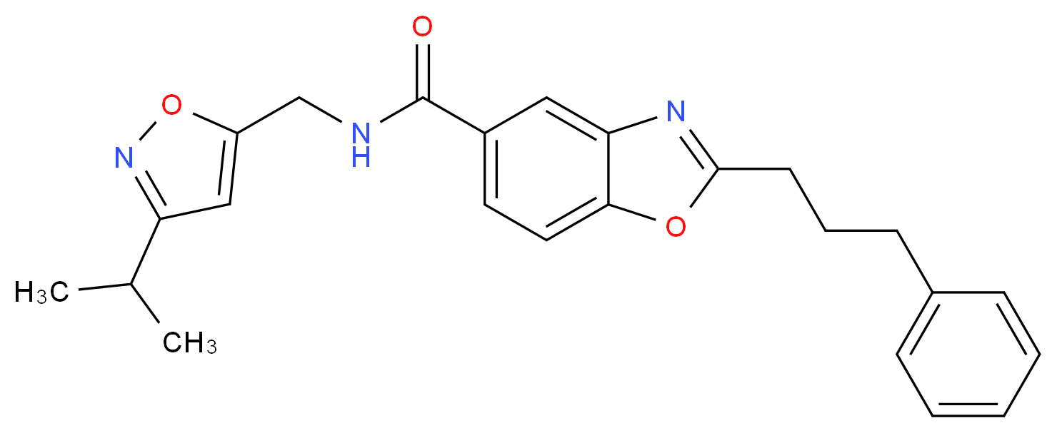 N-[(3-isopropyl-5-isoxazolyl)methyl]-2-(3-phenylpropyl)-1,3-benzoxazole-5-carboxamide_Molecular_structure_CAS_)