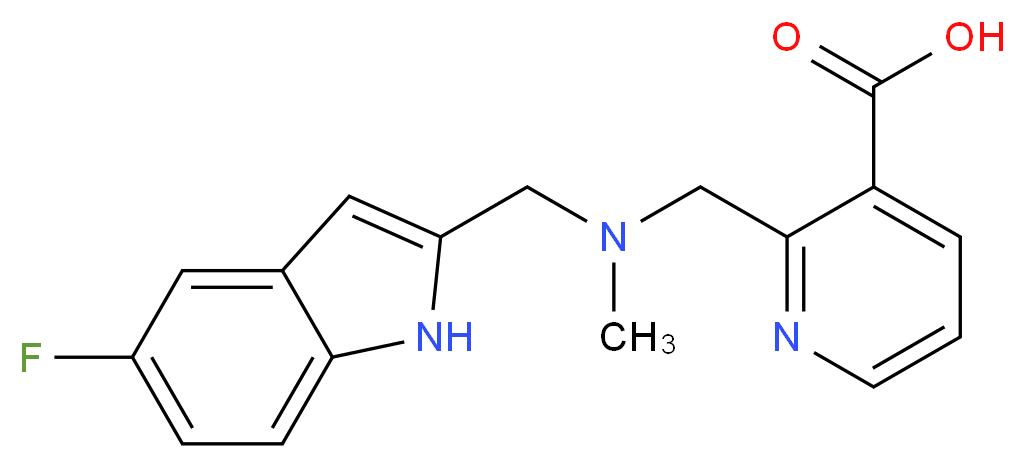 2-{[[(5-fluoro-1H-indol-2-yl)methyl](methyl)amino]methyl}nicotinic acid_Molecular_structure_CAS_)