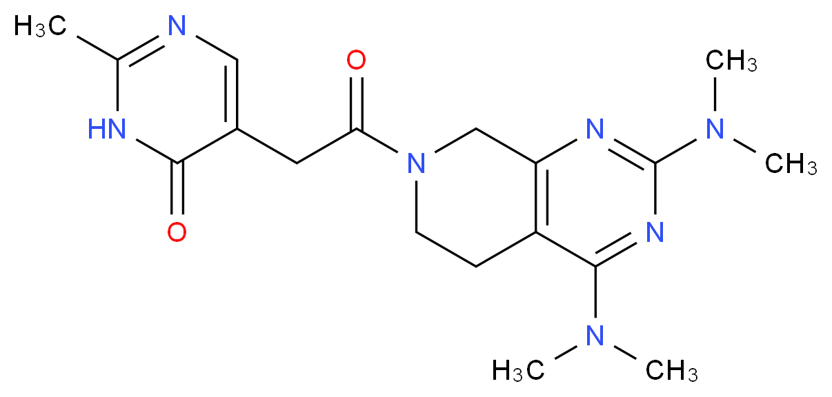 5-{2-[2,4-bis(dimethylamino)-5,8-dihydropyrido[3,4-d]pyrimidin-7(6H)-yl]-2-oxoethyl}-2-methylpyrimidin-4(3H)-one_Molecular_structure_CAS_)
