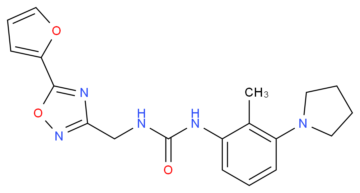 N-{[5-(2-furyl)-1,2,4-oxadiazol-3-yl]methyl}-N'-(2-methyl-3-pyrrolidin-1-ylphenyl)urea_Molecular_structure_CAS_)