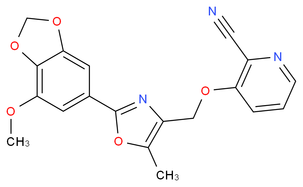 3-{[2-(7-methoxy-1,3-benzodioxol-5-yl)-5-methyl-1,3-oxazol-4-yl]methoxy}pyridine-2-carbonitrile_Molecular_structure_CAS_)