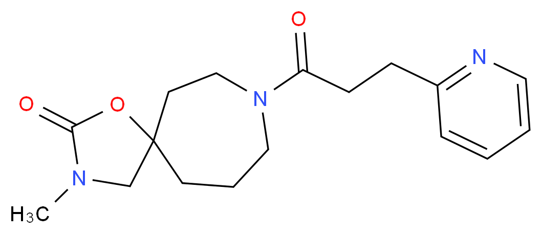 3-methyl-8-[3-(2-pyridinyl)propanoyl]-1-oxa-3,8-diazaspiro[4.6]undecan-2-one_Molecular_structure_CAS_)