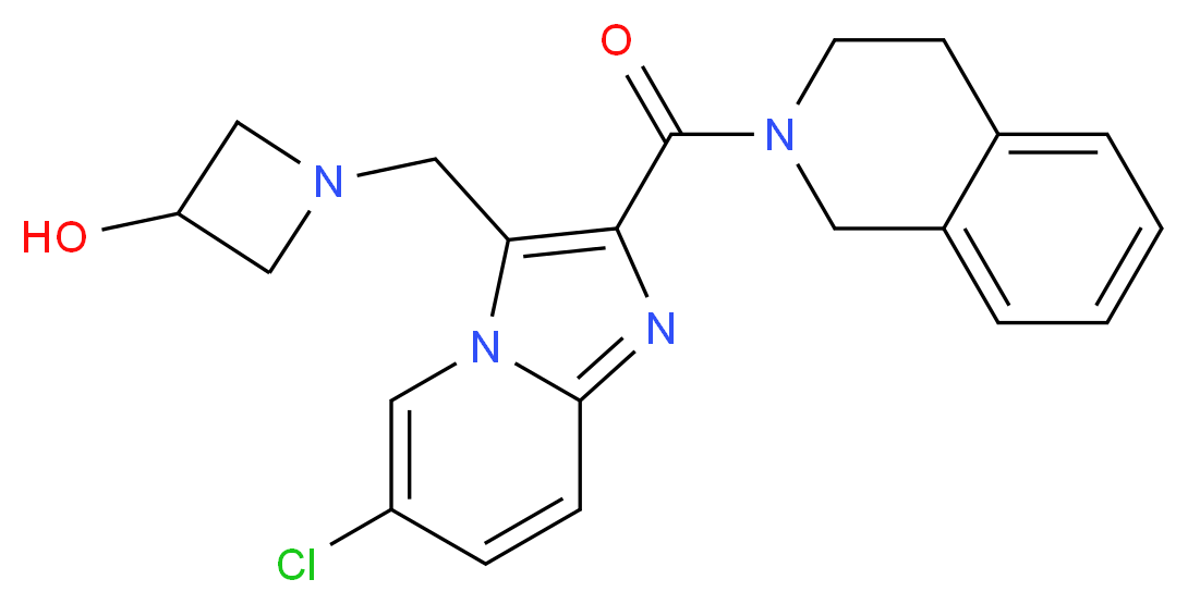1-{[6-chloro-2-(3,4-dihydroisoquinolin-2(1H)-ylcarbonyl)imidazo[1,2-a]pyridin-3-yl]methyl}azetidin-3-ol_Molecular_structure_CAS_)