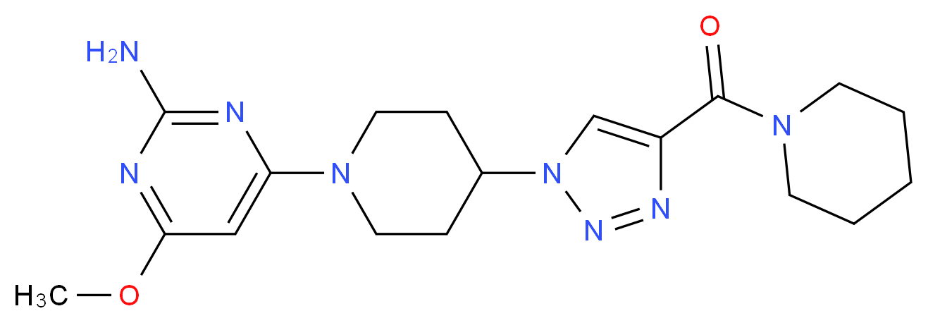 4-methoxy-6-{4-[4-(piperidin-1-ylcarbonyl)-1H-1,2,3-triazol-1-yl]piperidin-1-yl}pyrimidin-2-amine_Molecular_structure_CAS_)