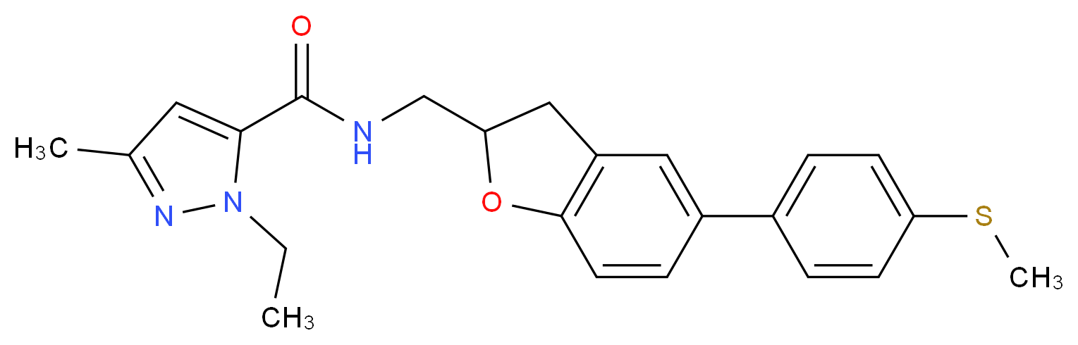 1-ethyl-3-methyl-N-({5-[4-(methylthio)phenyl]-2,3-dihydro-1-benzofuran-2-yl}methyl)-1H-pyrazole-5-carboxamide_Molecular_structure_CAS_)