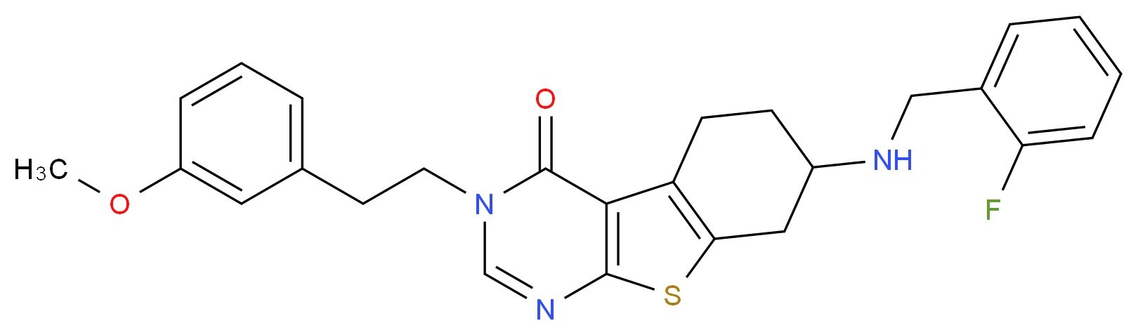 7-[(2-fluorobenzyl)amino]-3-[2-(3-methoxyphenyl)ethyl]-5,6,7,8-tetrahydro[1]benzothieno[2,3-d]pyrimidin-4(3H)-one_Molecular_structure_CAS_)