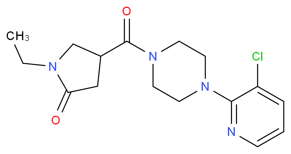4-{[4-(3-chloro-2-pyridinyl)-1-piperazinyl]carbonyl}-1-ethyl-2-pyrrolidinone_Molecular_structure_CAS_)