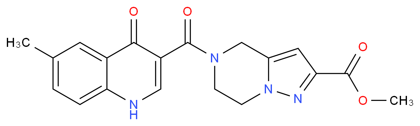 methyl 5-[(6-methyl-4-oxo-1,4-dihydroquinolin-3-yl)carbonyl]-4,5,6,7-tetrahydropyrazolo[1,5-a]pyrazine-2-carboxylate_Molecular_structure_CAS_)