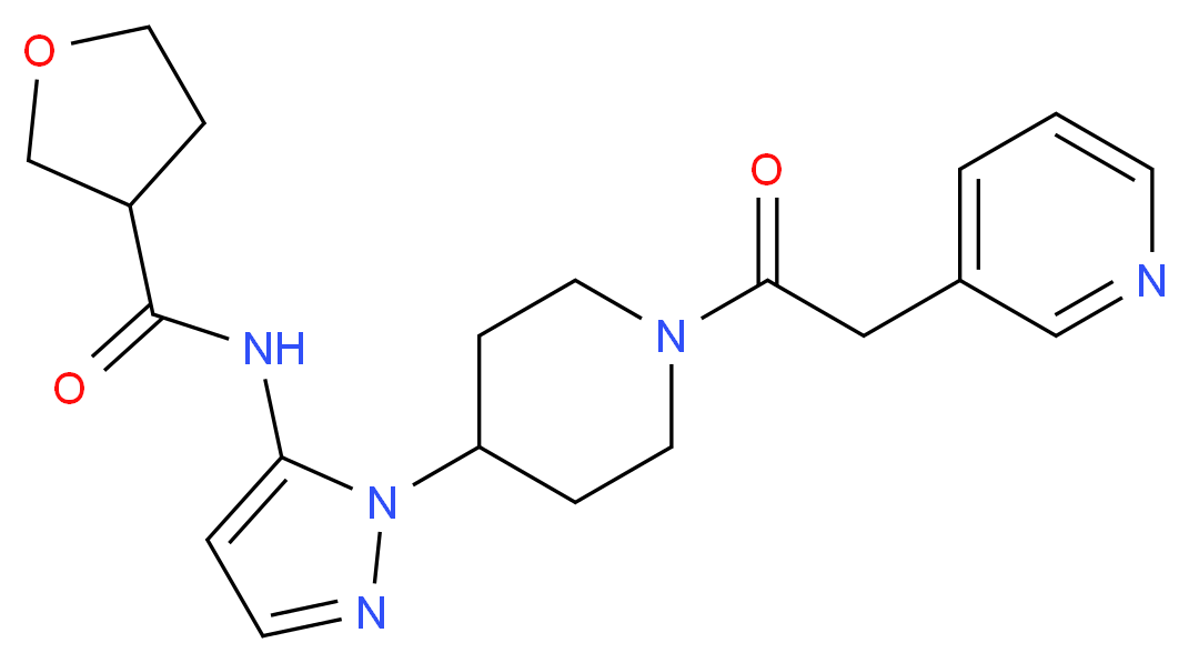 N-(1-{1-[2-(3-pyridinyl)acetyl]-4-piperidinyl}-1H-pyrazol-5-yl)tetrahydro-3-furancarboxamide_Molecular_structure_CAS_)