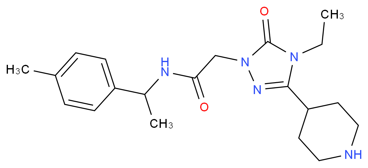 2-(4-ethyl-5-oxo-3-piperidin-4-yl-4,5-dihydro-1H-1,2,4-triazol-1-yl)-N-[1-(4-methylphenyl)ethyl]acetamide_Molecular_structure_CAS_)
