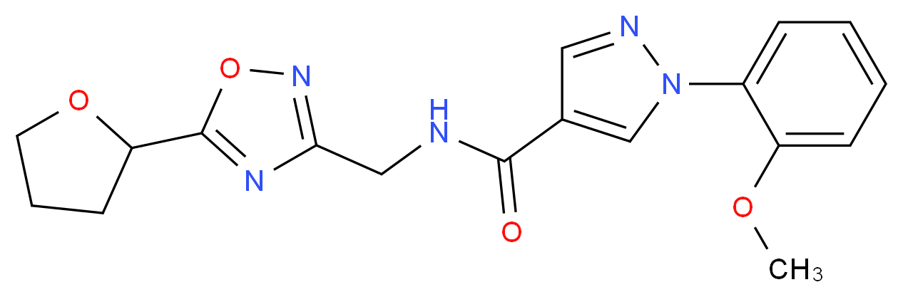 1-(2-methoxyphenyl)-N-{[5-(tetrahydro-2-furanyl)-1,2,4-oxadiazol-3-yl]methyl}-1H-pyrazole-4-carboxamide_Molecular_structure_CAS_)