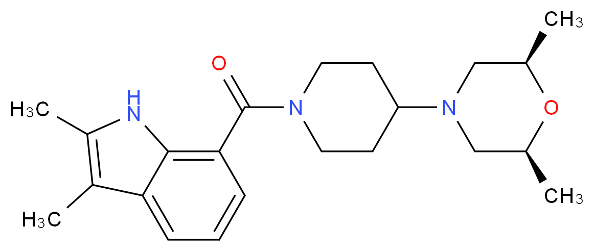 7-({4-[(2R*,6S*)-2,6-dimethyl-4-morpholinyl]-1-piperidinyl}carbonyl)-2,3-dimethyl-1H-indole_Molecular_structure_CAS_)