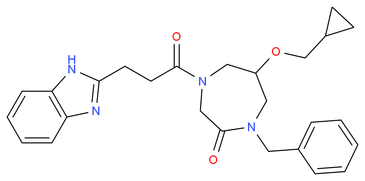 4-[3-(1H-benzimidazol-2-yl)propanoyl]-1-benzyl-6-(cyclopropylmethoxy)-1,4-diazepan-2-one_Molecular_structure_CAS_)
